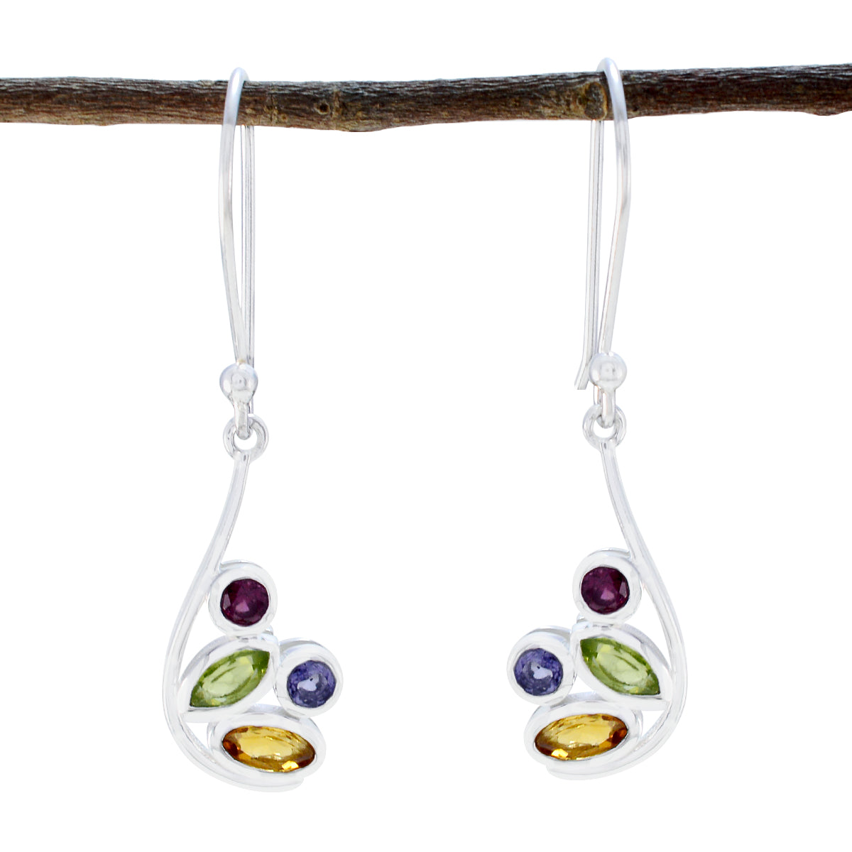 Multi-African-Wen-multiple-Dangle-multicolor-925-Silver-Earring