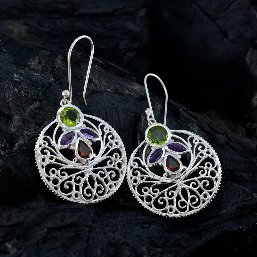 Multi-Mexican-Josephine-quarter-Dangle-multicolor-92.5-Silver-Earring