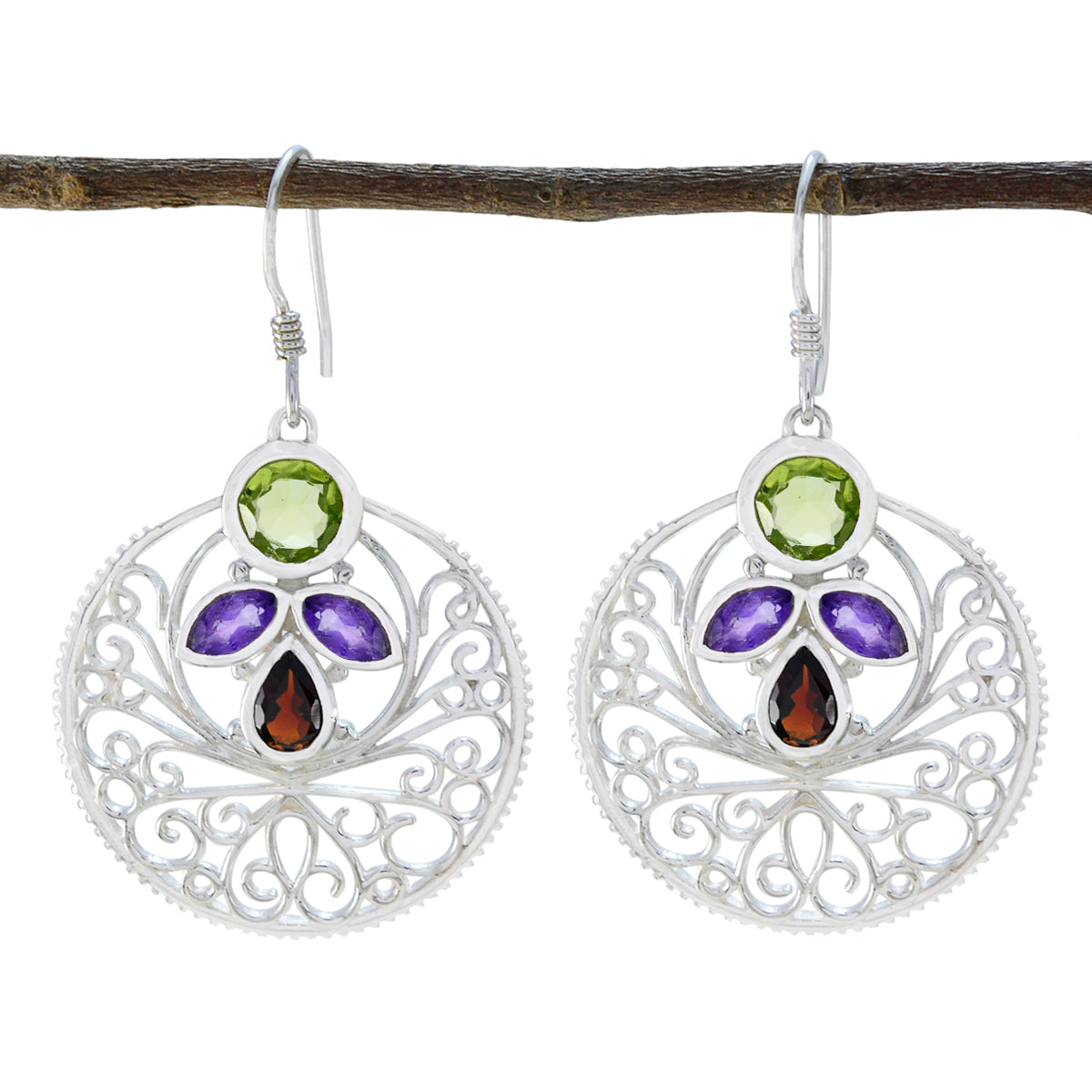 Multi-Mexican-Josephine-quarter-Dangle-multicolor-92.5-Silver-Earring メイン画像