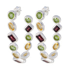 Multi-French-Kennedy-multiple-Stud-multicolor-925-Silver-Earring