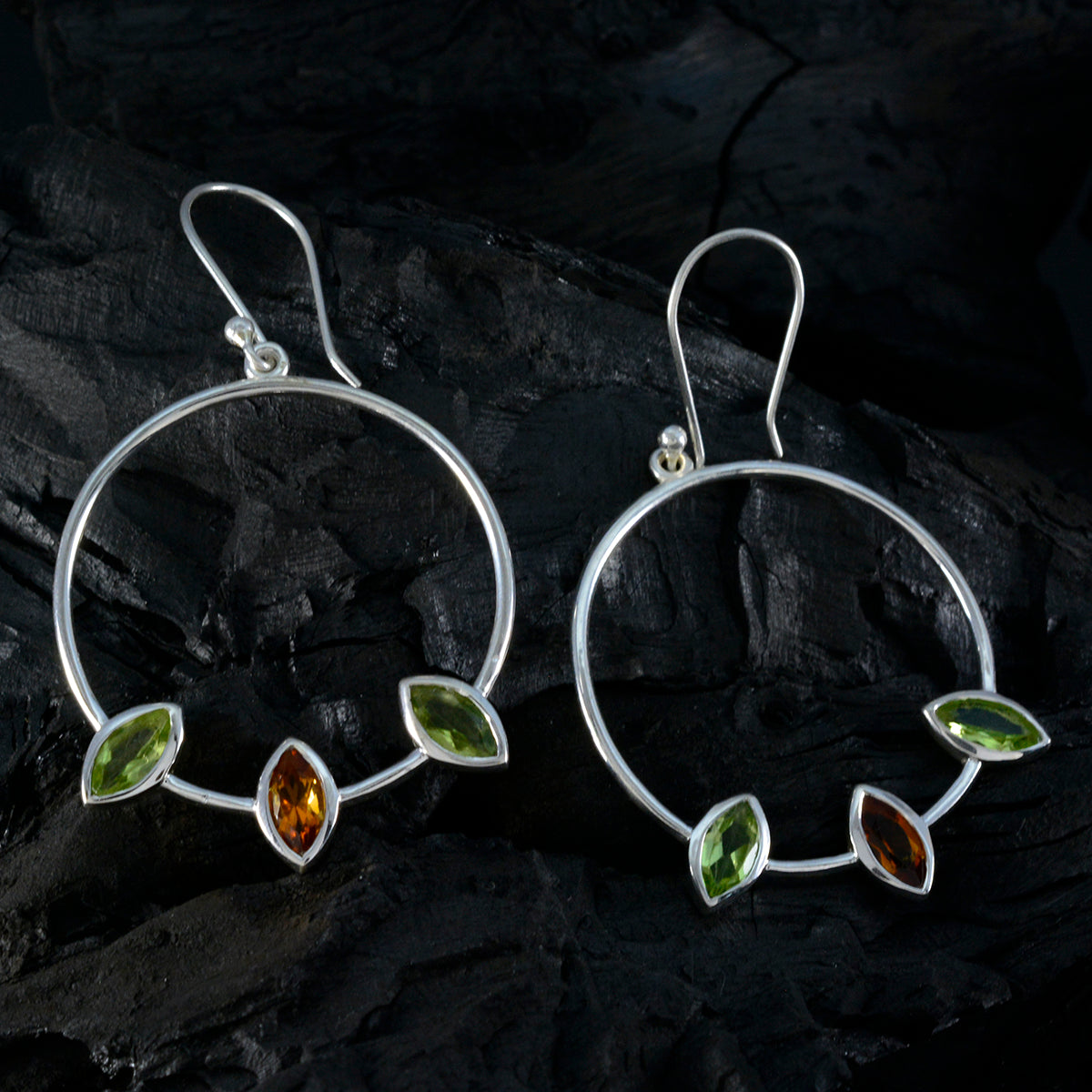 Multi-Japanese-Lucy-Trilogy-Dangle-multicolor-Silver-Earring