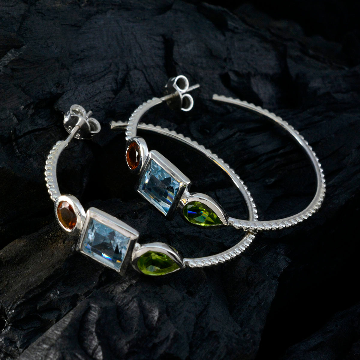 Multi-Mexican-Sophia-Trilogy-Stud-multicolor-Silver-Earring