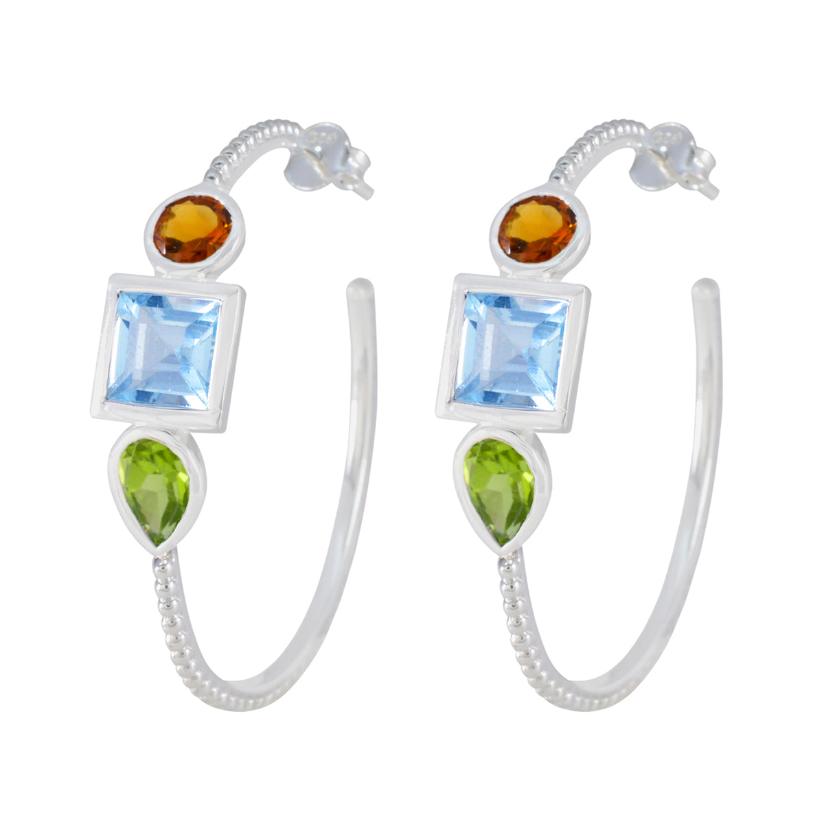 Multi-Mexican-Sophia-Trilogy-Stud-multicolor-Silver-Earring