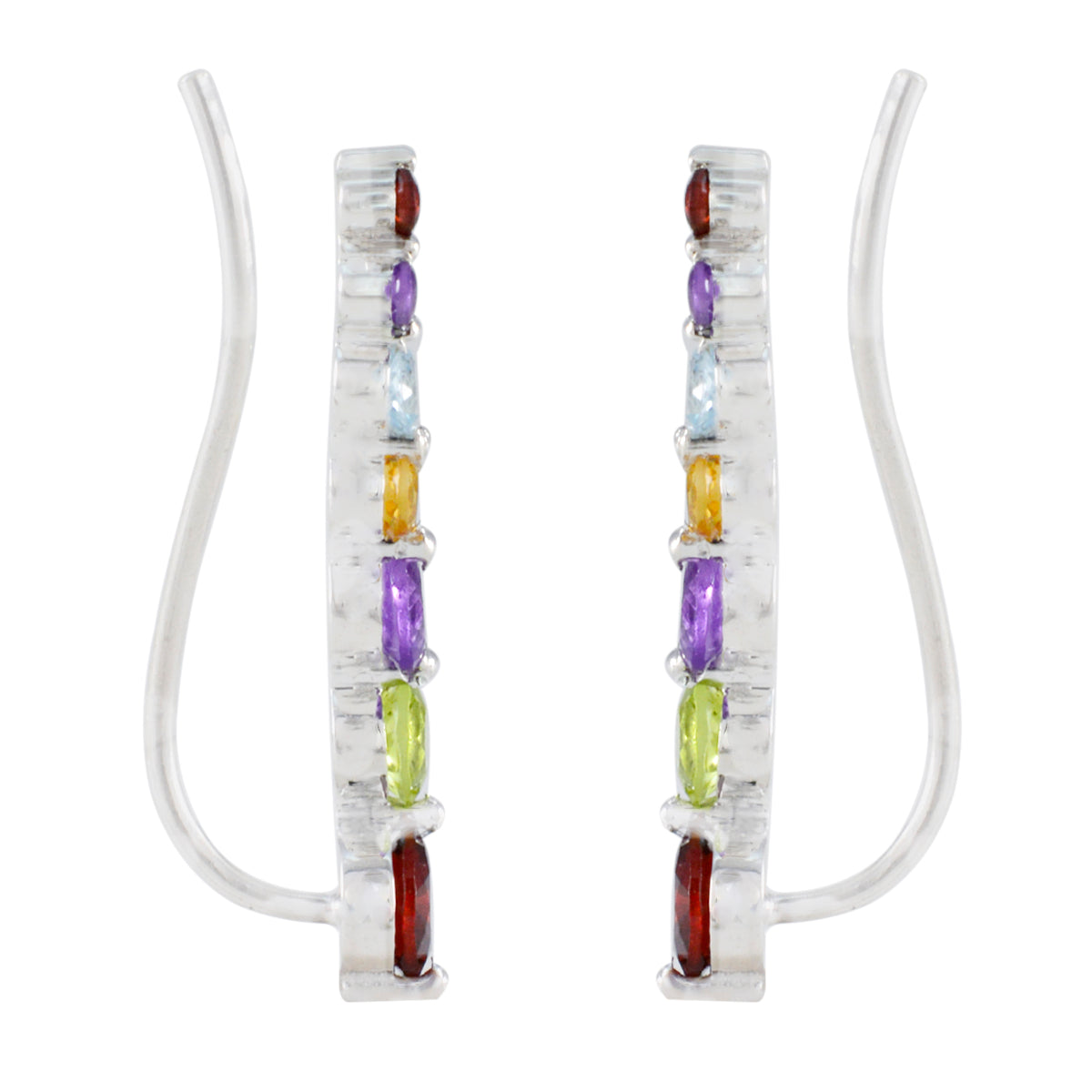 Multi-French-Yan-multiple-EarCuff-multicolor-925-Silver-Earring