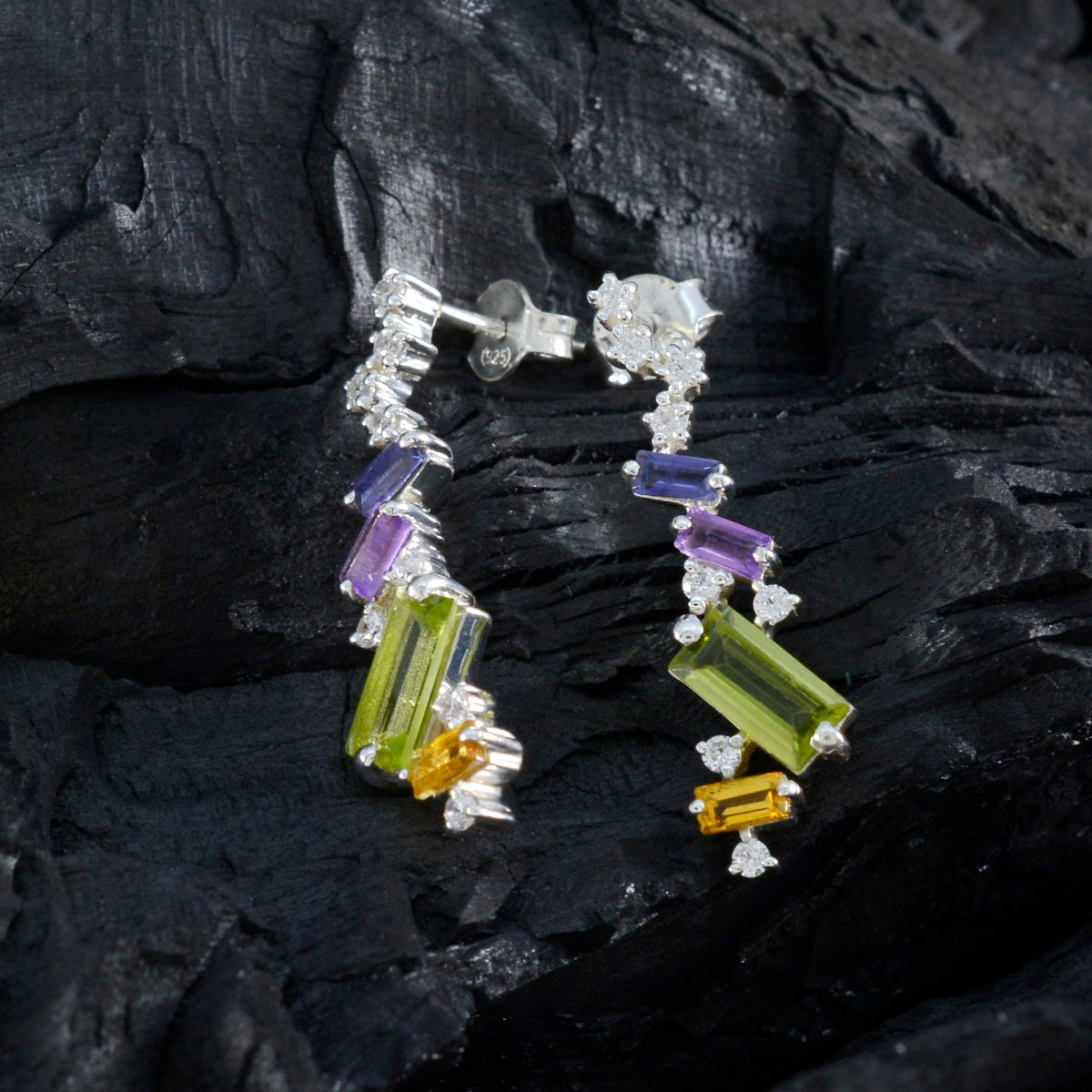 Multi-Turkish-Ángeles-multiple-Stud-multicolor-Silver-Earring