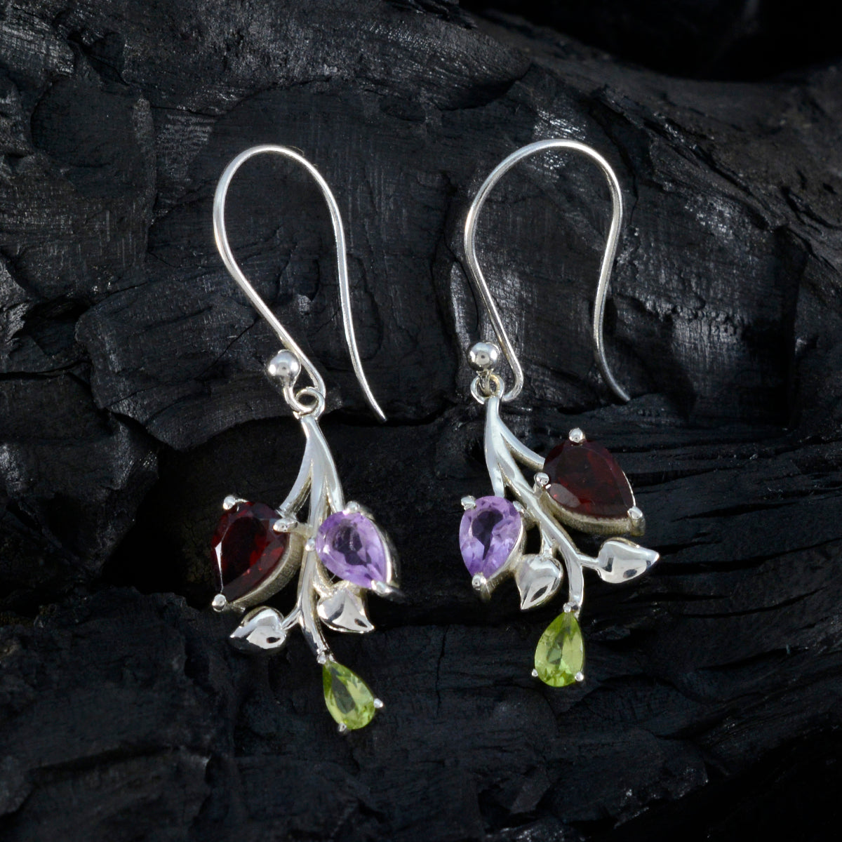 Multi-Spanish-Carla-Trilogy-Dangle-multicolor-Silver-Earring