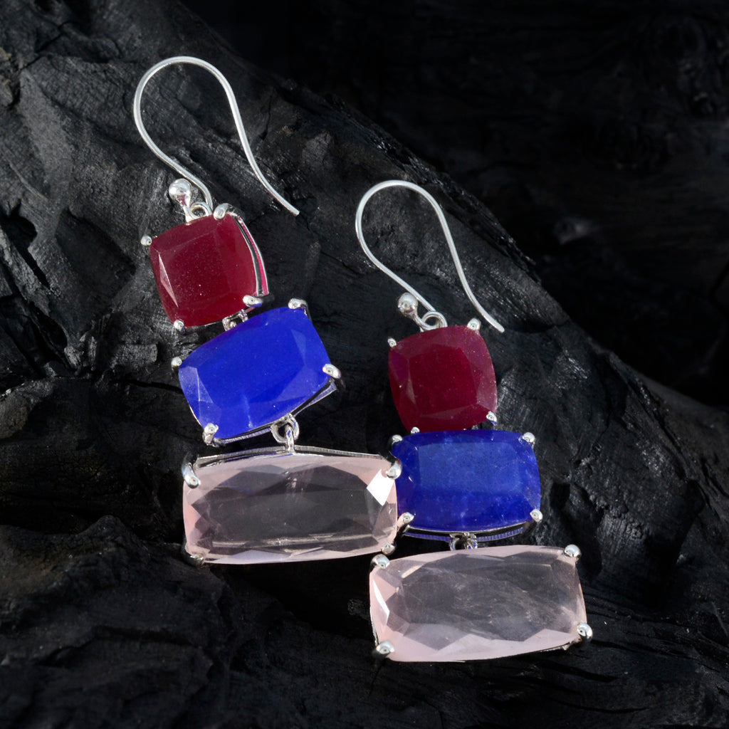 Multi-African-Lucia-Trilogy-Dangle-multicolor-Silver-Earring