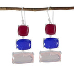 Multi-African-Lucia-Trilogy-Dangle-multicolor-Silver-Earring