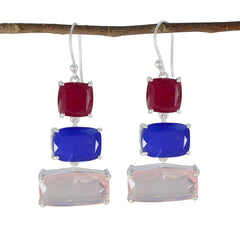 Multi-African-Lucia-Trilogy-Dangle-multicolor-Silver-Earring