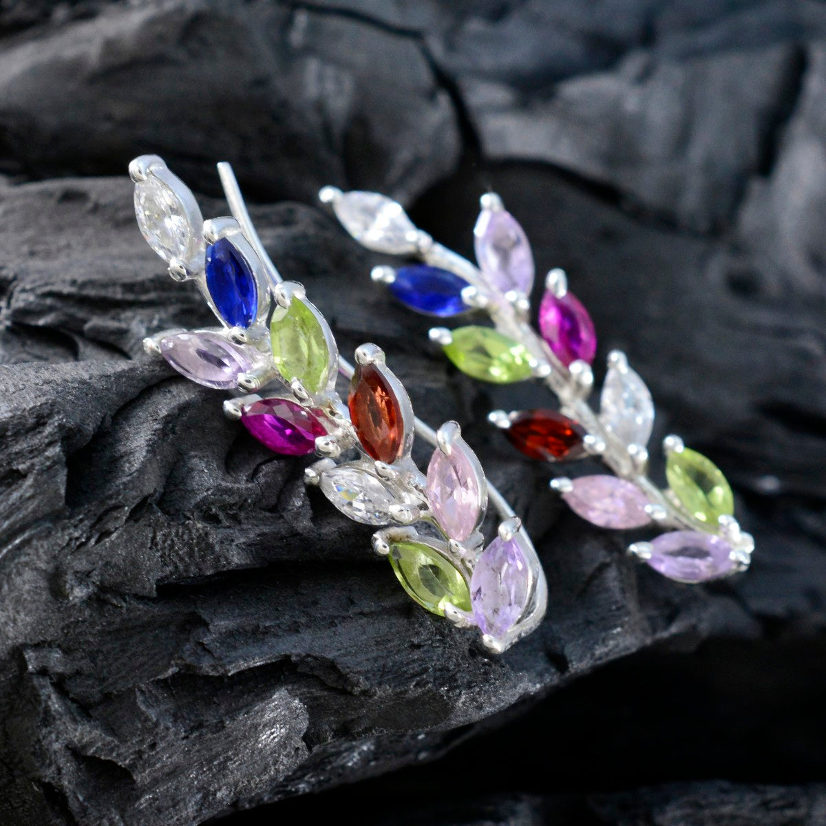 Multi-American-Mei-multiple-Stud-multicolor-925-Sterling-Silver-Earring