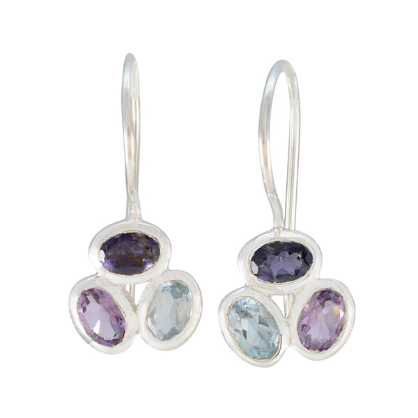 Multi-French-Rosa-Trilogy-Dangle-multicolor-Sterling-Silver-Earring