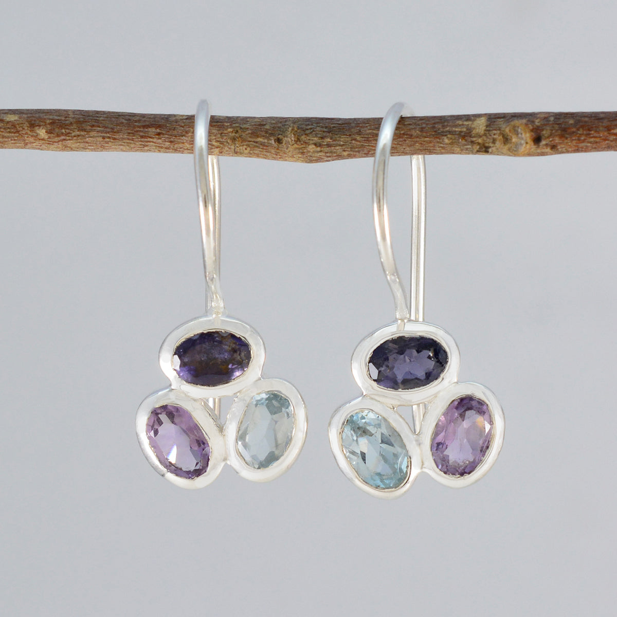 Multi French Rosa Trilogy Dangle multicolor Sterling Silver Earring Secondary image