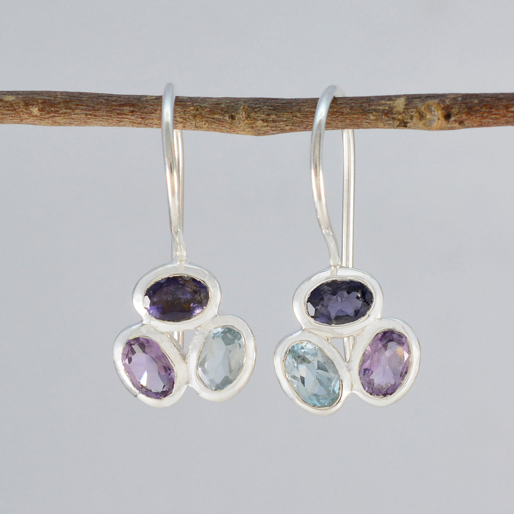 Multi-French-Rosa-Trilogy-Dangle-multicolor-Sterling-Silver-Earring