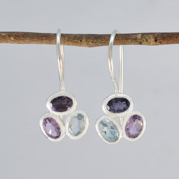 Multi-French-Rosa-Trilogy-Dangle-multicolor-Sterling-Silver-Earring
