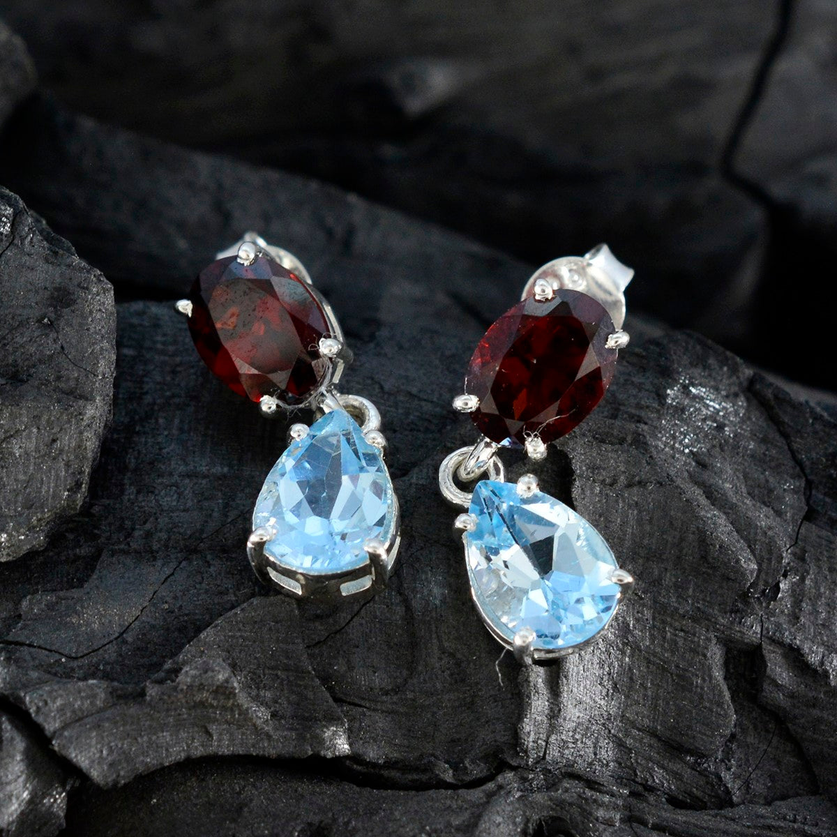 Multi-American-Amaanda-multiple-Stud-multicolor-Silver-Earring