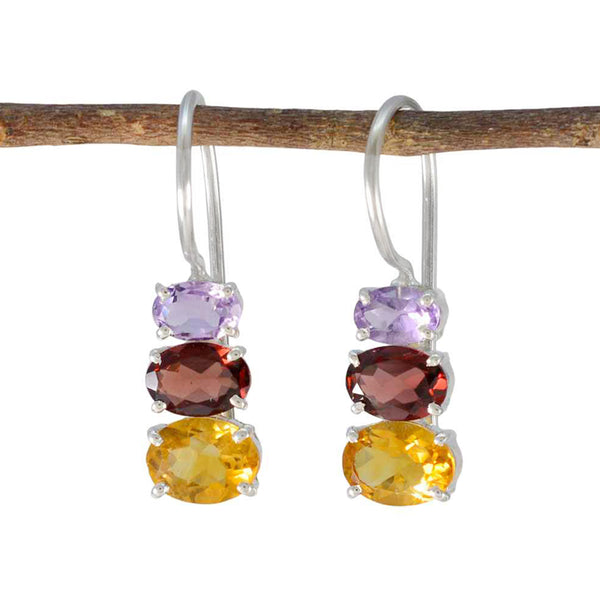 Multi-Egyptian-Victoria-Trilogy-Dangle-multicolor-Silver-Earring