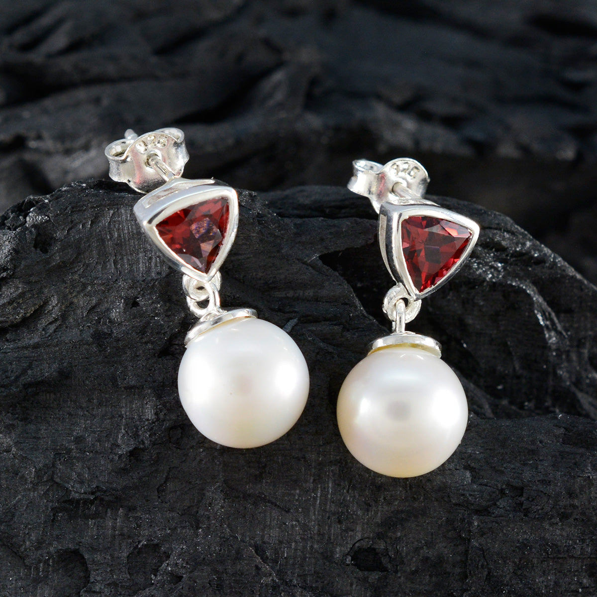 Multi Italiaanse Aisha Toi et Moi Stud veelkleurige 925 Sterling Zilveren Oorbel Secundaire afbeelding