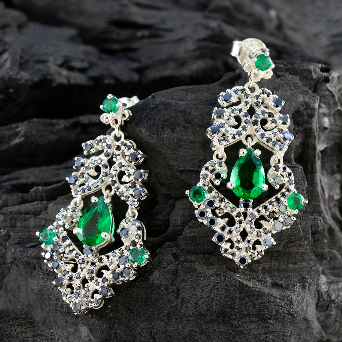 Multi-Indian-Araya-multiple-Stud-multicolor-Silver-Earring