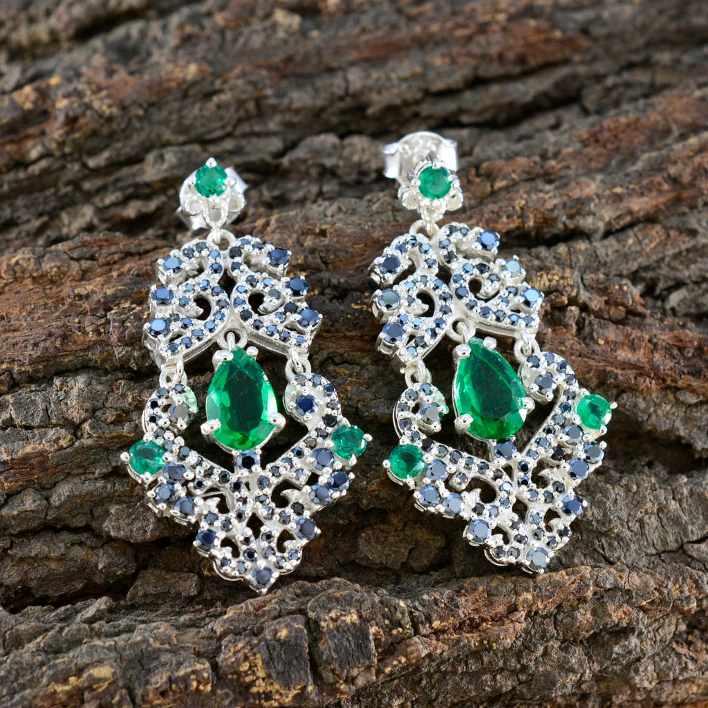 Multi-Indian-Araya-multiple-Stud-multicolor-Silver-Earring
