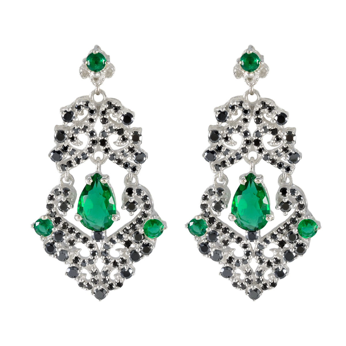 Multi-Indian-Araya-multiple-Stud-multicolor-Silver-Earring