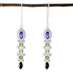 Multi-Egyptian-Ying-multiple-Dangle-multicolor-Silver-Earring