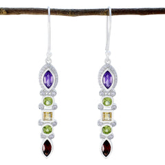 Multi-Egyptian-Ying-multiple-Dangle-multicolor-Silver-Earring