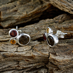 Multi-Mexican-Isabella-multiple-Stud-multicolor-Sterling-Silver-Earring