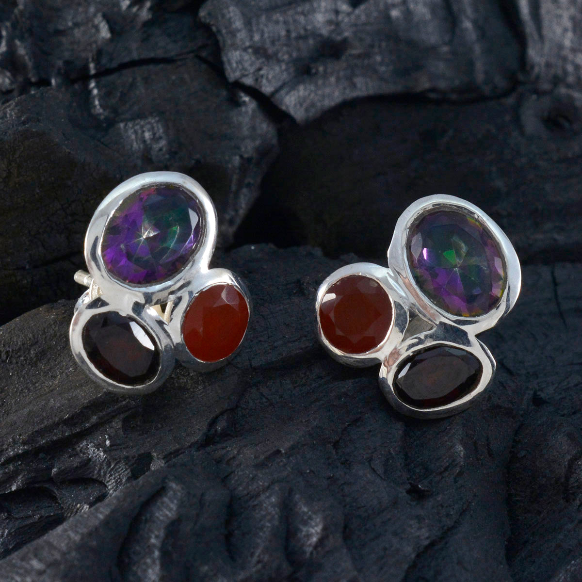 Multi-Australian-Isabelle-multiple-Stud-multicolor-Sterling-Silver-Earring