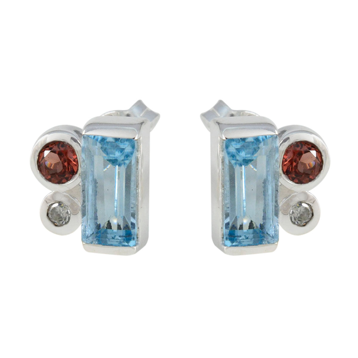 Multi-Spanish-María-Trilogy-Stud-multicolor-925-Silver-Earring Immagine principale del prodotto