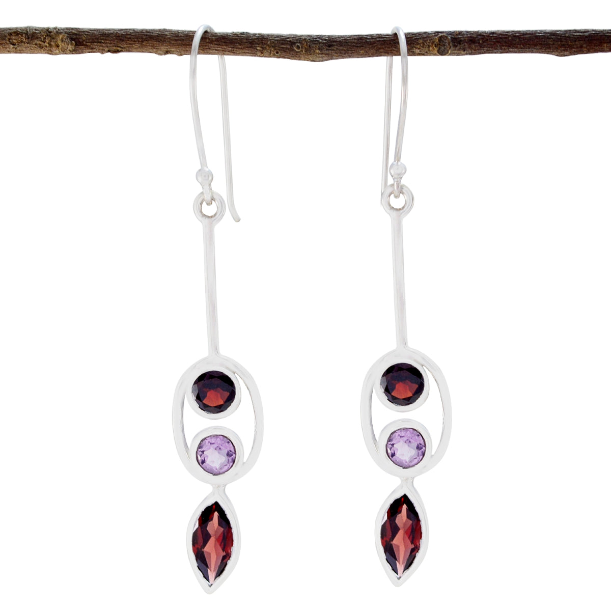 Multi-Turkish-Lili-multiple-Dangle-multicolor-Silver-Earring