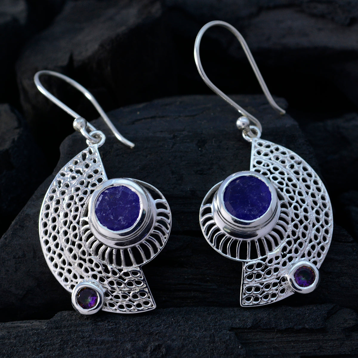 Multi italiensk lilja flerfärgad hängande örhänge i 92.5 silver Sekundär produktbild