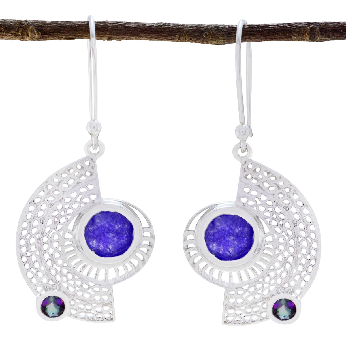 Multi-Italian-Lily-multiple-Dangle-multicolor-92.5-Silver-Earring Imagen principal del producto