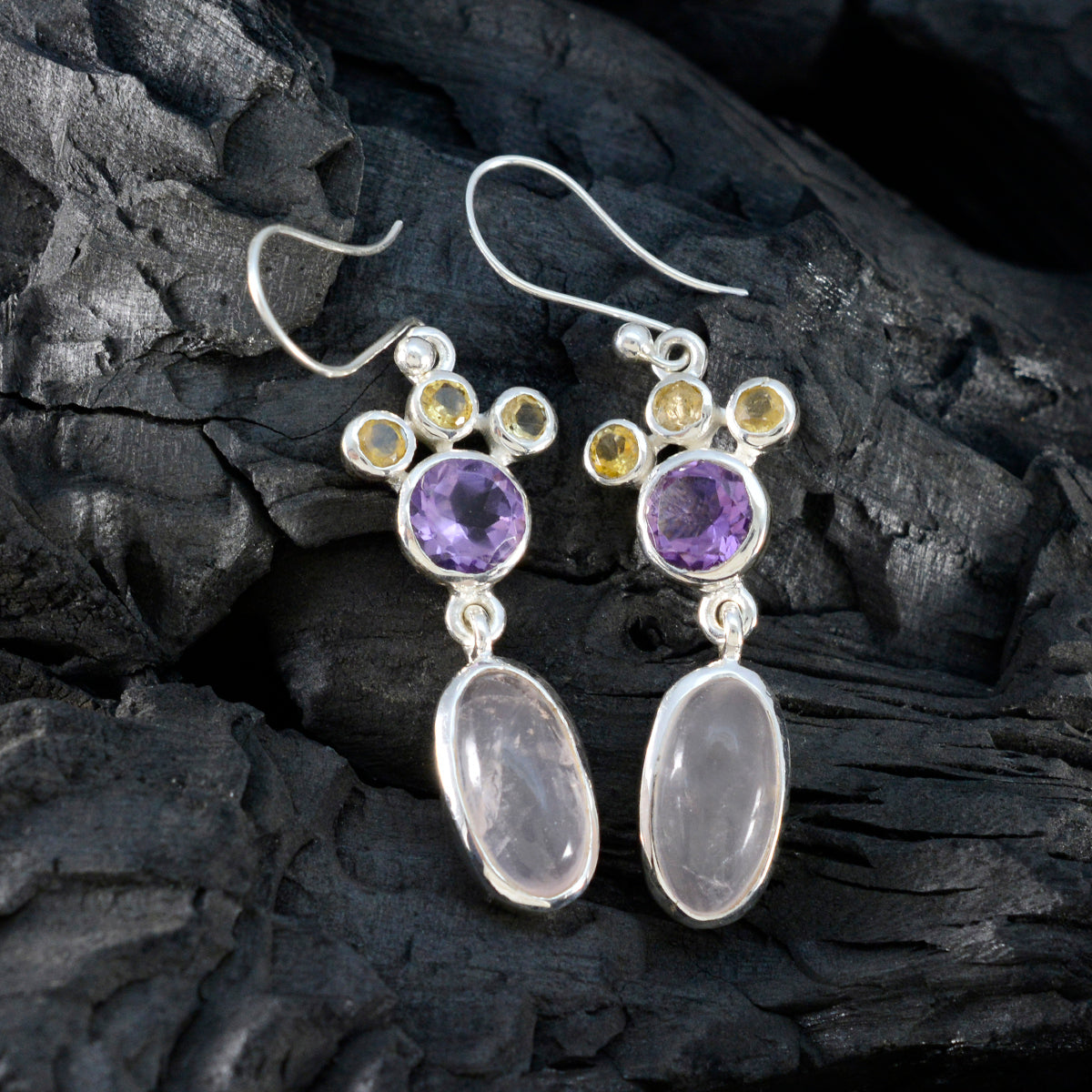 Multi-Middle-Eastern-Lucia-multiple-Dangle-multicolor-925-Silver-Earring