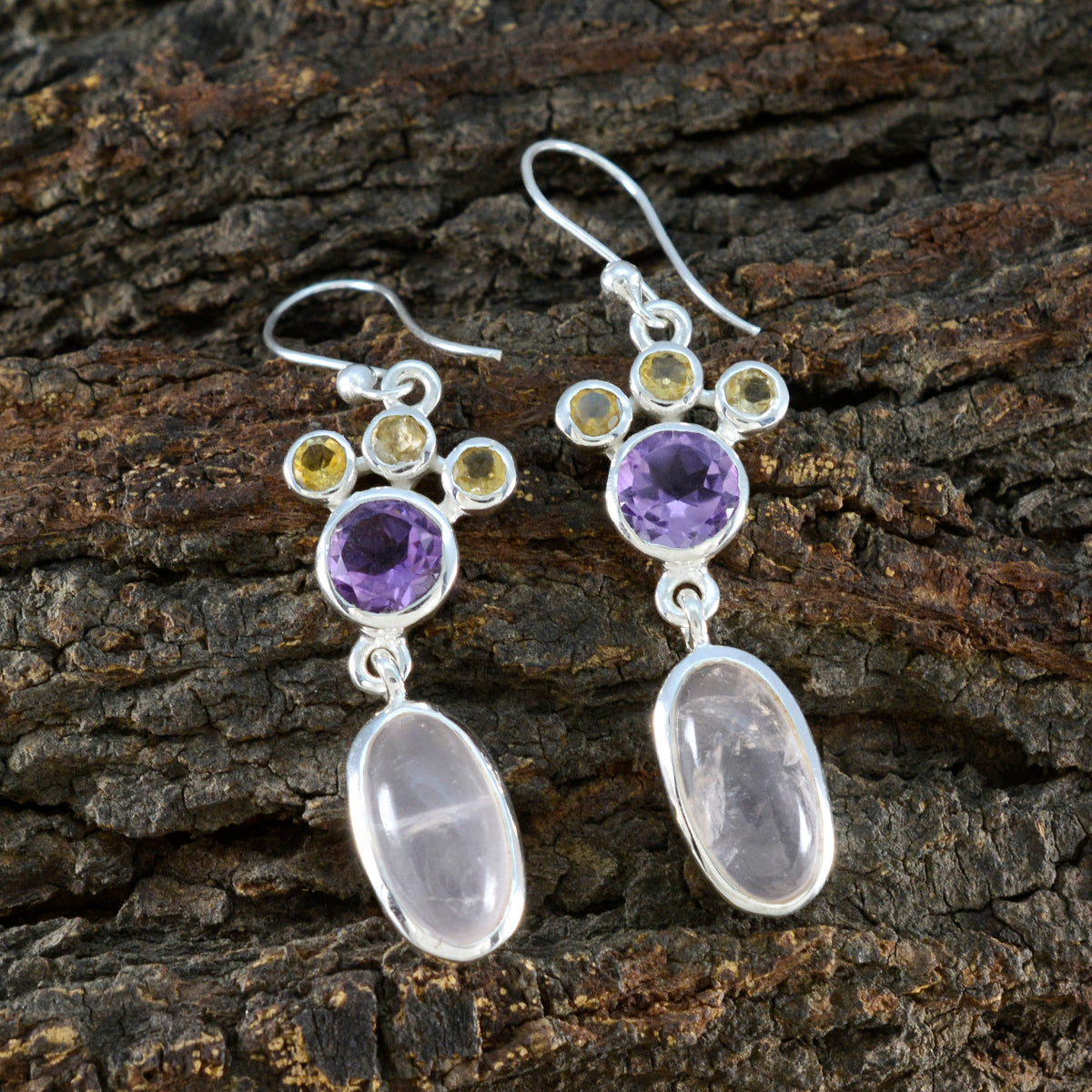 Multi-Middle-Eastern-Lucia-multiple-Dangle-multicolor-925-Silver-Earring