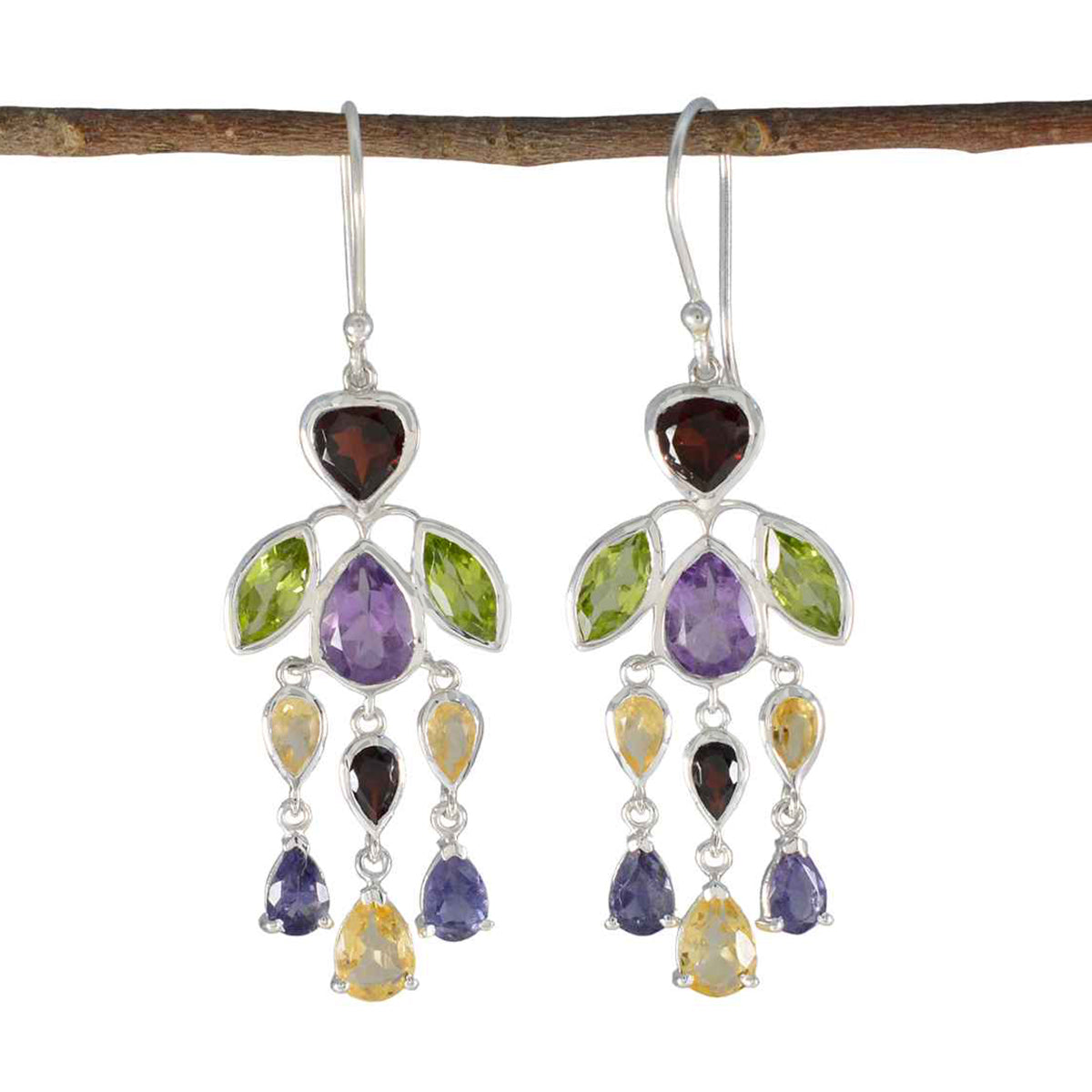 Multi-Latin-American-Rina-multiple-Dangle-multicolor-Silver-Earring