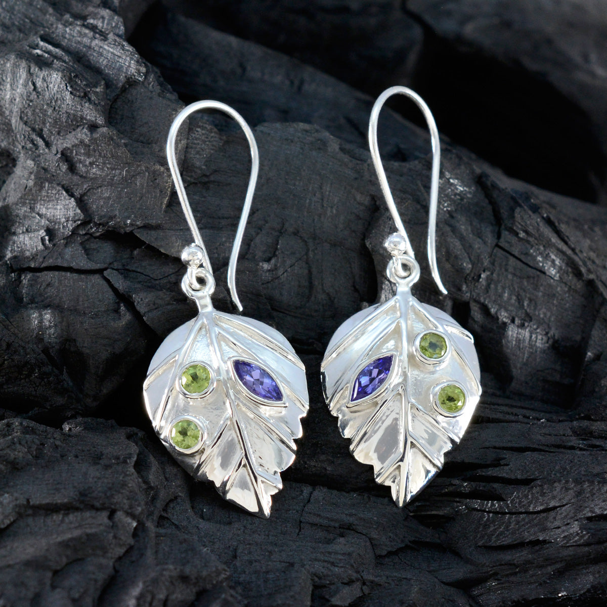 Multi-French-Kennedy-multiple-Dangle-multicolor-925-Sterling-Silver-Earring