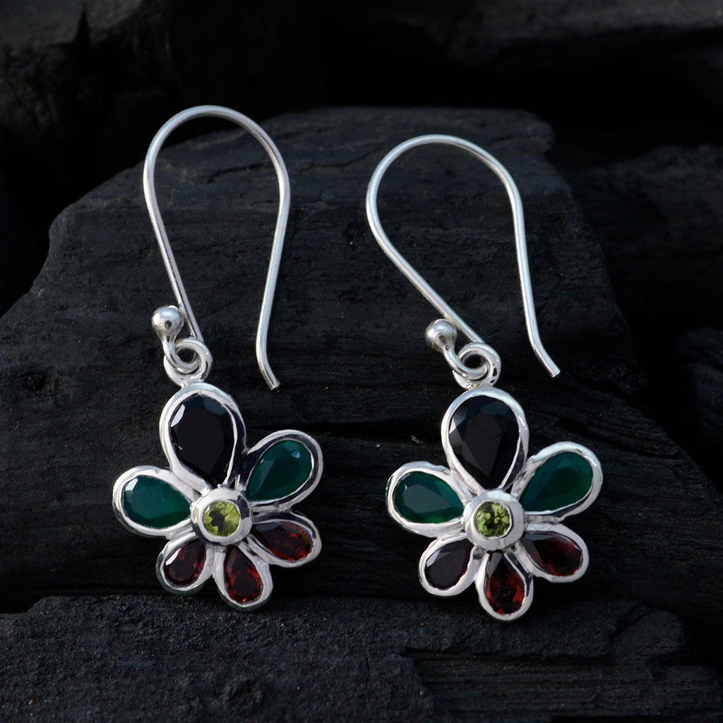 Multi-Australian-Luna-multiple-Dangle-multicolor-Silver-Earring