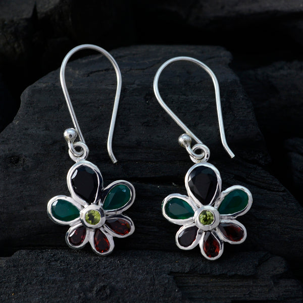 Multi-Australian-Luna-multiple-Dangle-multicolor-Silver-Earring