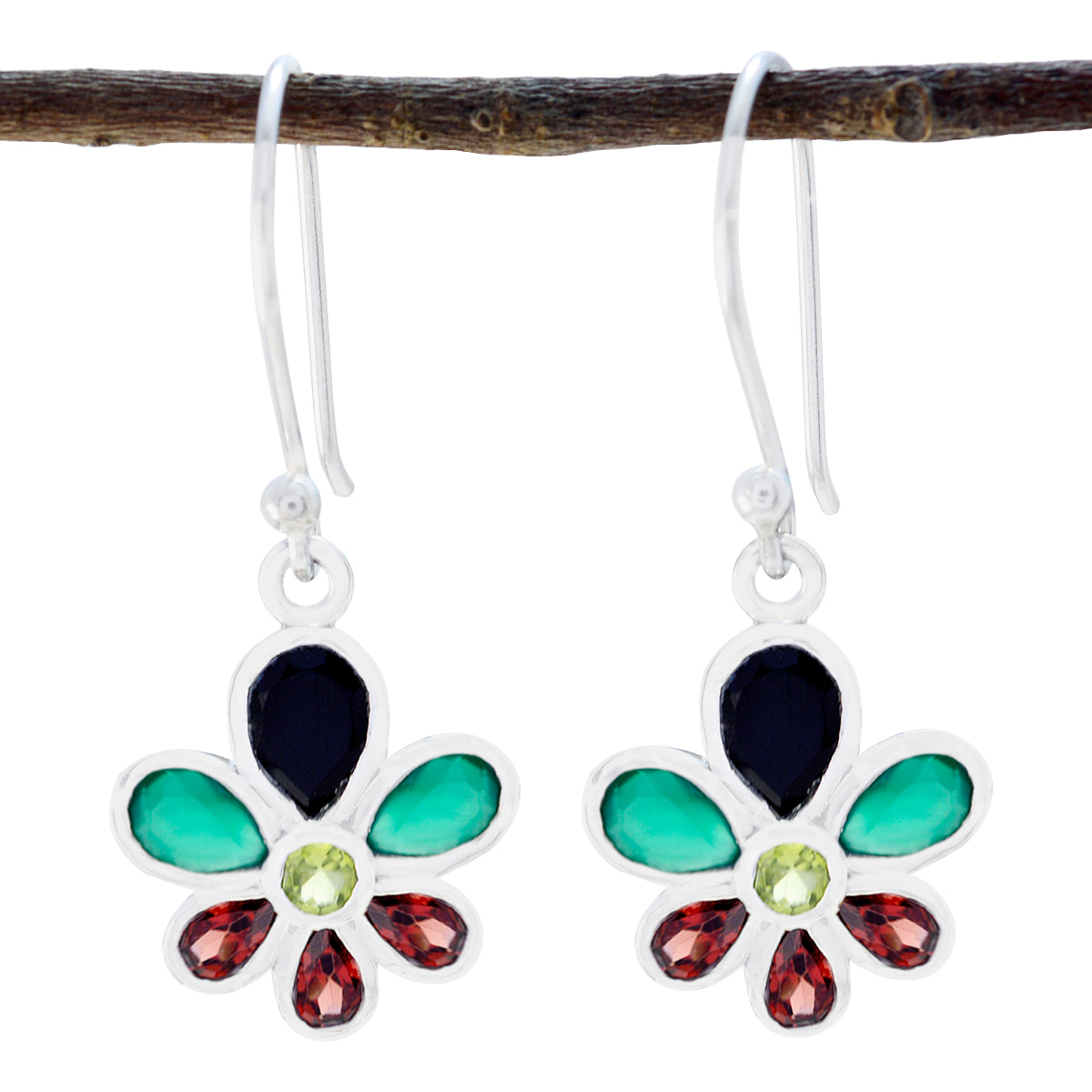 Multi-Australian-Luna-multiple-Dangle-multicolor-Silver-Earring