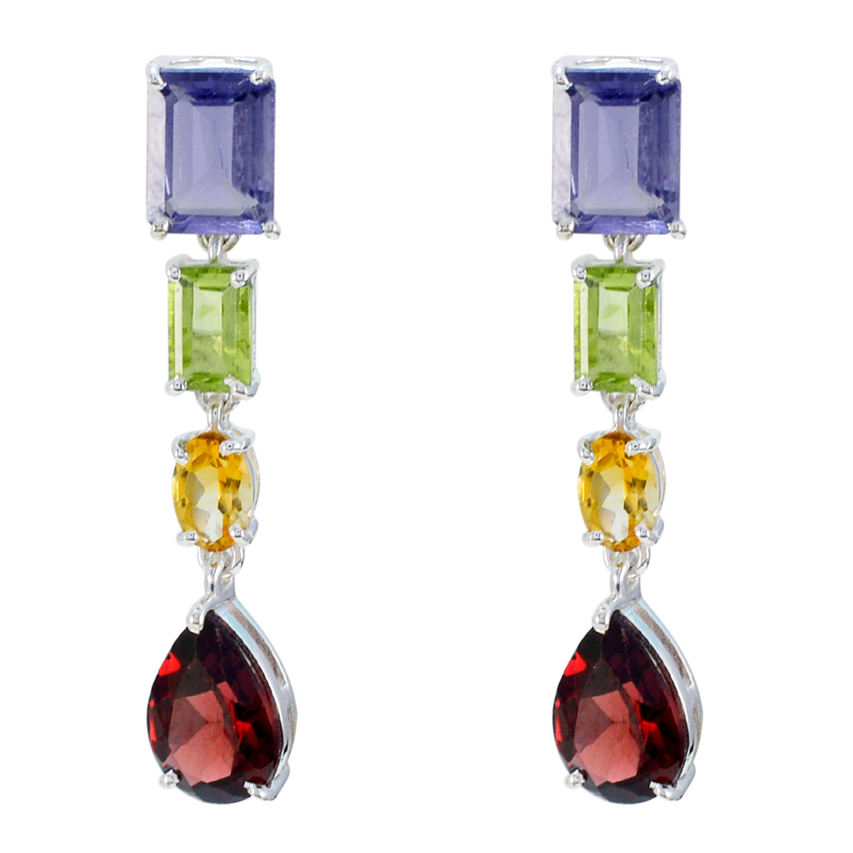 Multi-Spanish-Marie-multiple-Dangle-multicolor-Sterling-Silver-Earring Main image