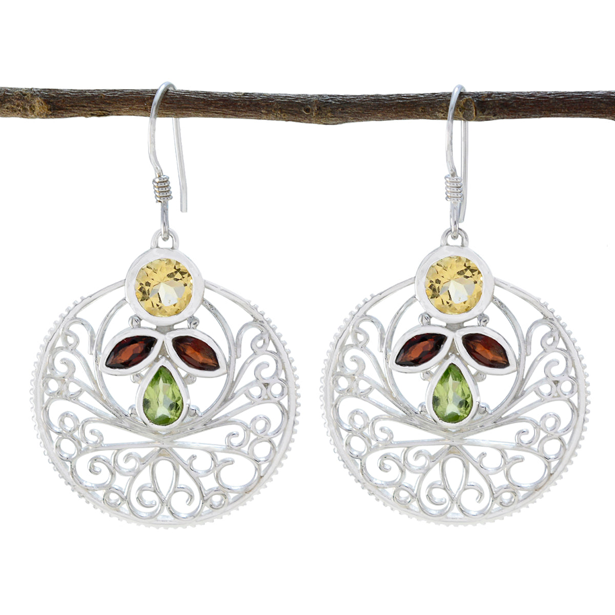 Multi-Australian-Julia-quarter-Dangle-multicolor-925-Sterling-Silver-Earring Immagine principale del prodotto