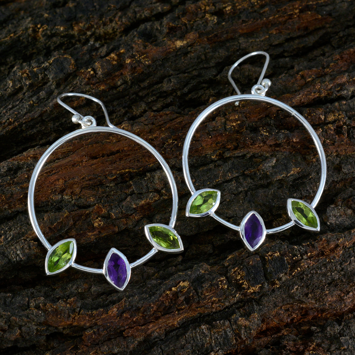 Multi-Turkish-Luna-Trilogy-Dangle-multicolor-Sterling-Silver-Earring