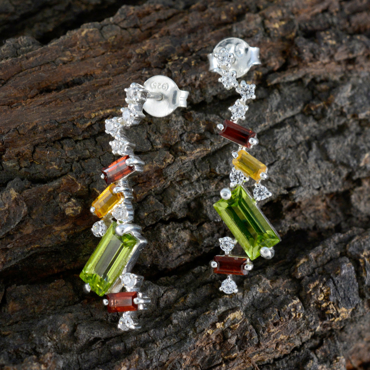 Multi-Italian-Antonia-multiple-Stud-multicolor-Sterling-Silver-Earring