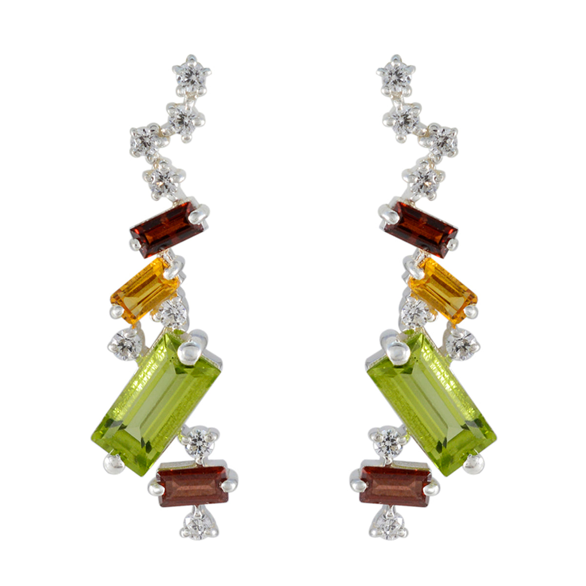Multi-Italian-Antonia-multiple-Stud-multicolor-Sterling-Silver-Earring