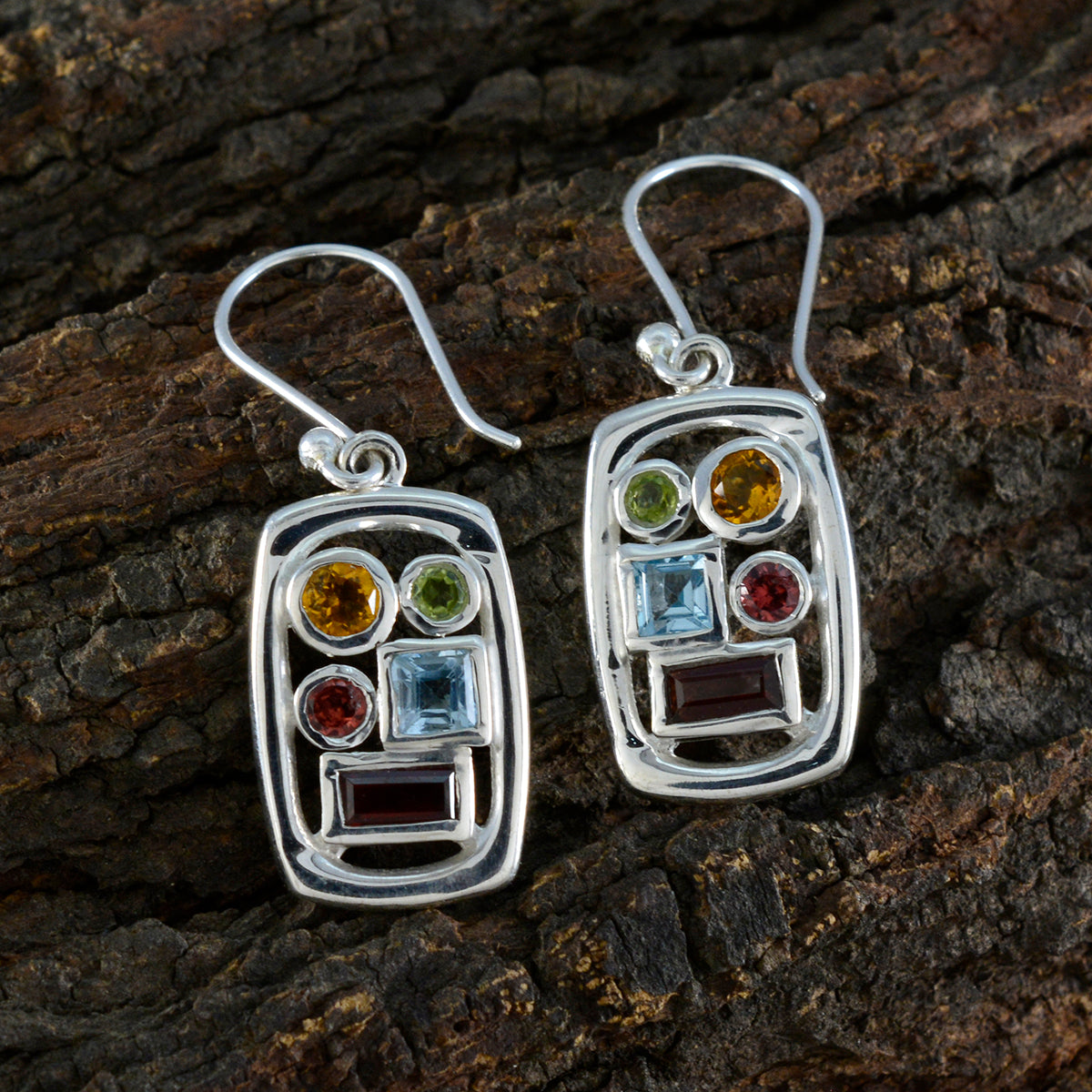 Multi-African-Constanza-Penta-Dangle-multicolor-925-Sterling-Silver-Earring
