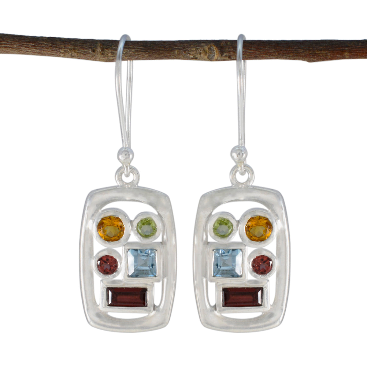 Multi-African-Constanza-Penta-Dangle-multicolor-925-Sterling-Silver-Earring