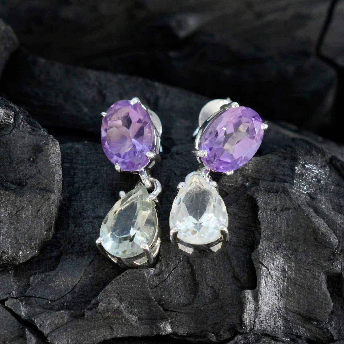 Multi-American-Rileya-multiple-Stud-multicolor-Silver-Earring