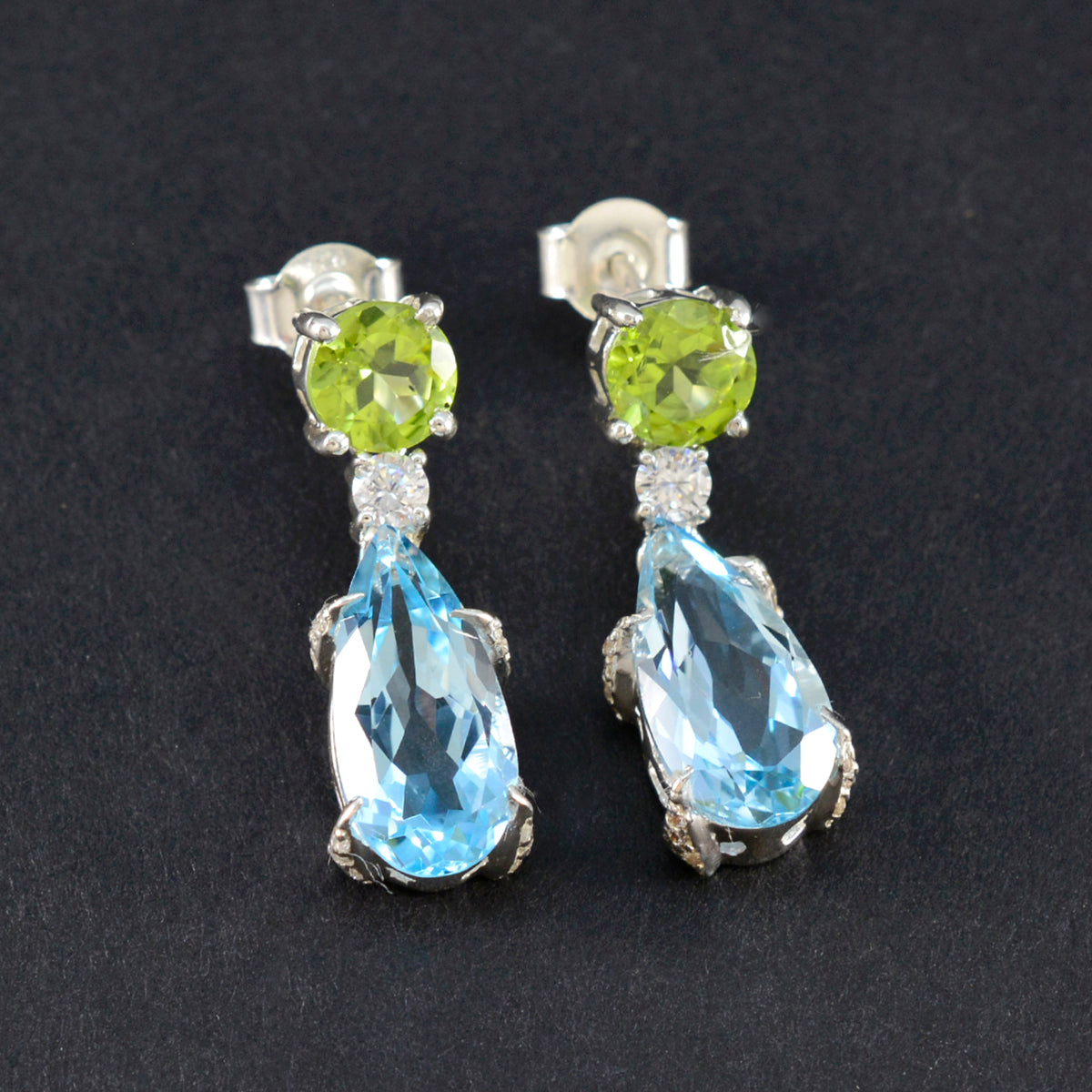 Multi American Amanda multiple Stud multicolor 92.5 Silver Earring Второстепенное изображение товара