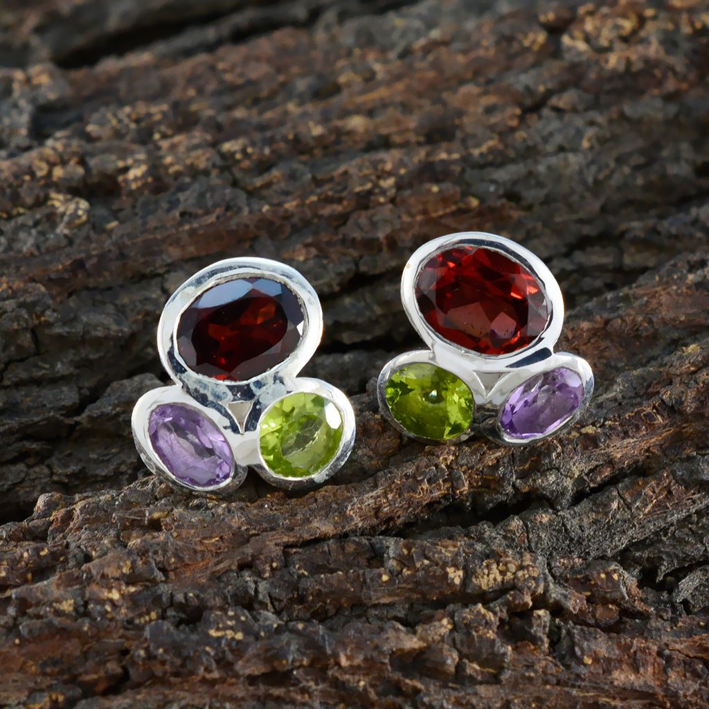 Multi-Egyptian-Hannah-multiple-Stud-multicolor-Silver-Earring