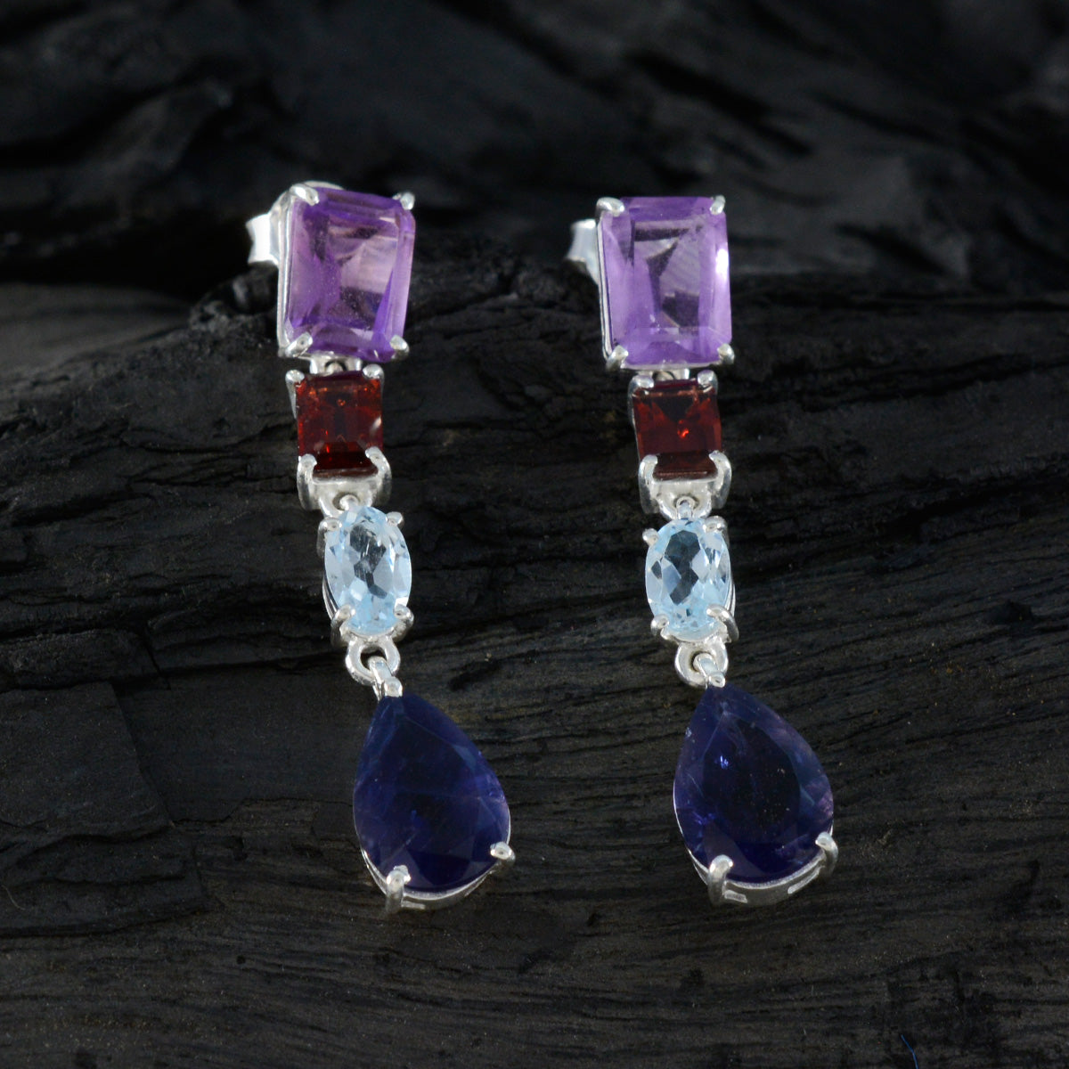 Multi-Spanish-Nayara-quarter-Stud-multicolor-92.5-Silver-Earring